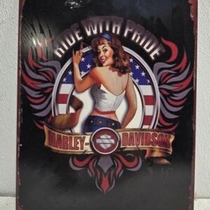 Harley Davidson Nostalgic Metal Sign-Ride with Pride-Home Man Cave Office